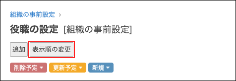 スクリーンショット：［表示順の変更］が枠線で強調されている