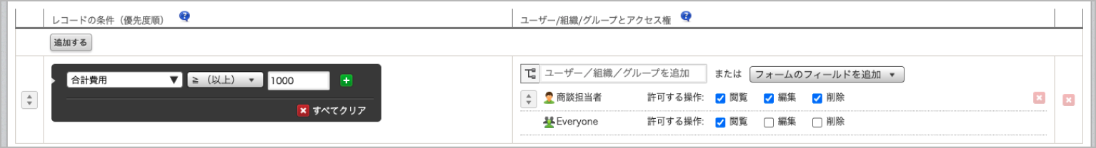 これまでのレコードアクセス権画面