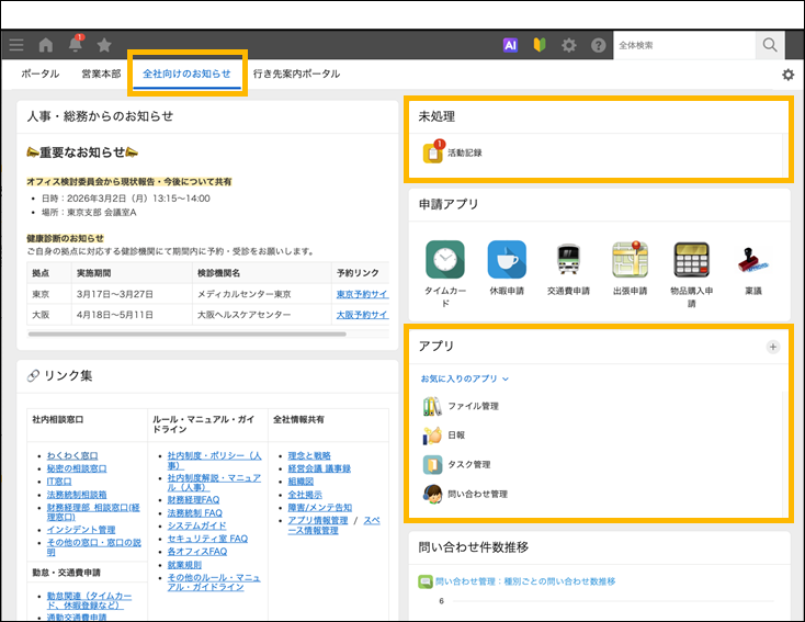 ウィジェットと組み合わせたポータル例2