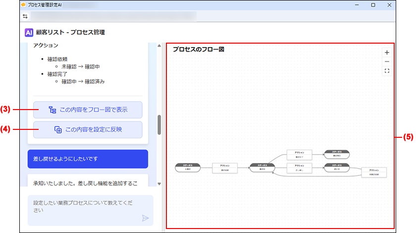 スクリーンショット:プロセス管理設定AIの利用画面