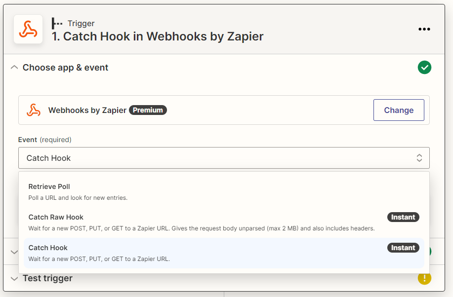 スクリーンショット：［Catch Hook］を選択している