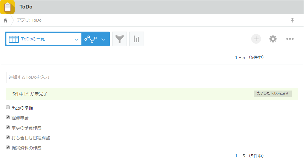 スクリーンショット:カスタマイズされた一覧が表示されている