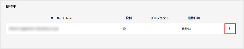 スクリーンショット：［招待中］セクションで、三点アイコンが枠で囲まれている